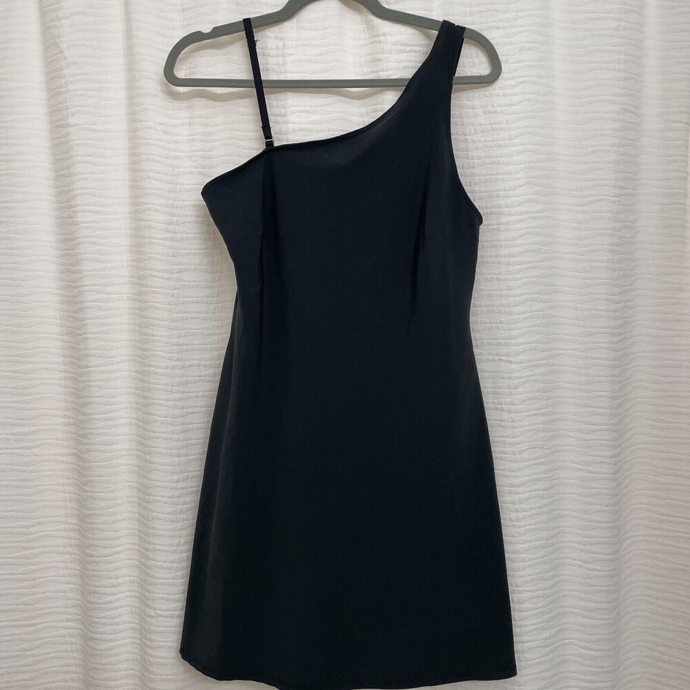 Abercrombie & Fitch One Shoulder Black Traveler Mini Dress Built In Shorts Med